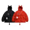 Темный стиль Маленький Дьявол Рог капюшон хлопковая куртка для мужчин и женщин зимняя маленькая хвост хлопковая куртка свободная теплая куртка
