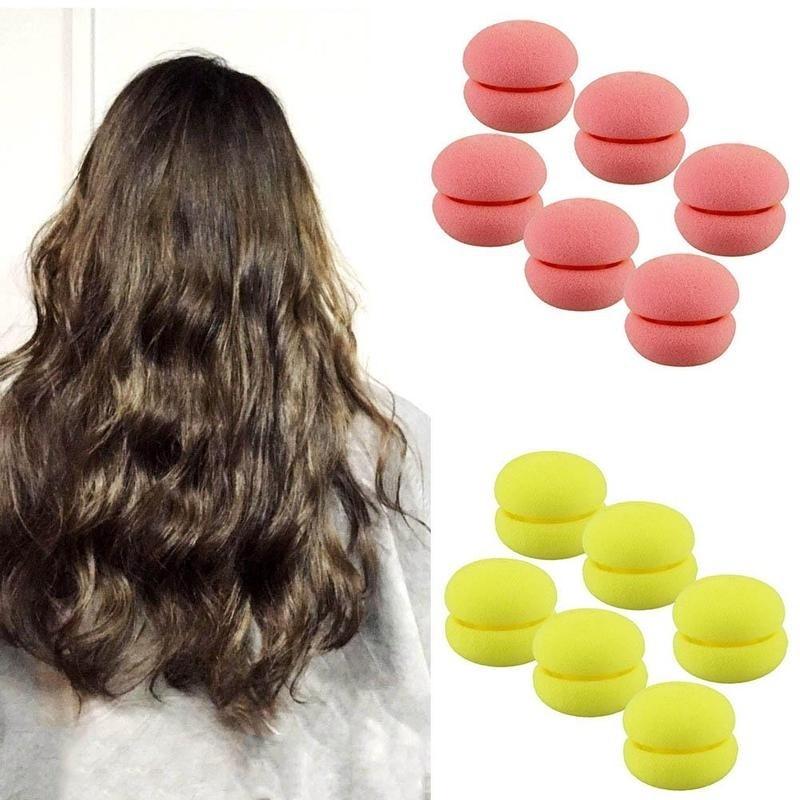 6 Pcs Pink Color Balls Soft Sponge Hair Curler Rollers Hair Accessory Hair Pins