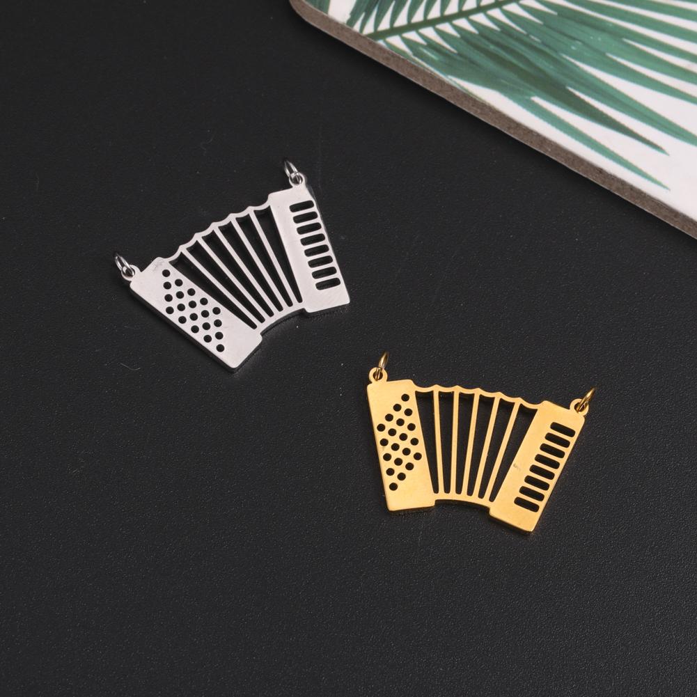 1pc Music Musical Instrument Pendant Stainless Steel Guitar Accordion Microphone Charms For Necklace Making