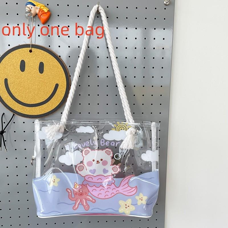 Pvc Jelly Beach Bag With Cartoon Girl Print For Summer Casual Wear