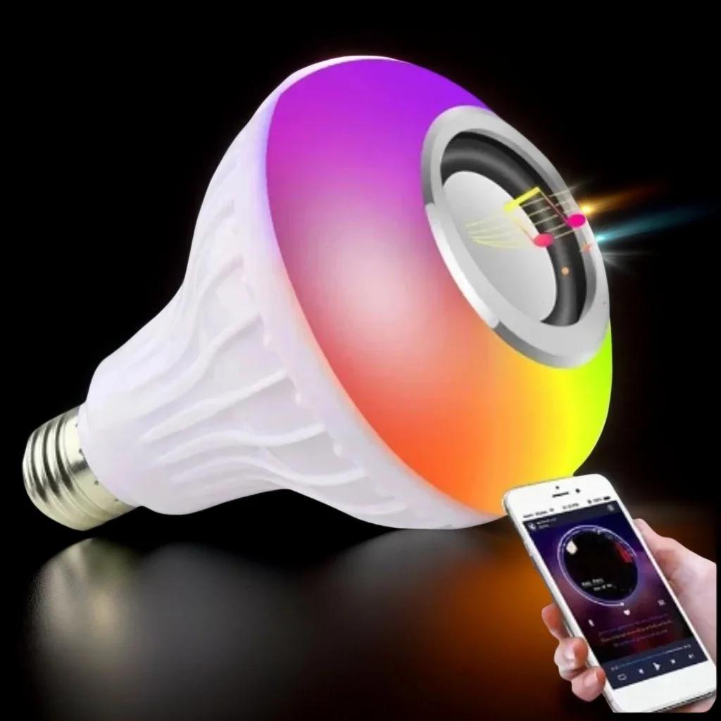Лампа-колонки E27 RGB с Bluetooth и пультом ДУ - Звуковая панель с меняющимся цветом
