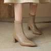 Krazing Pot Базовый дизайн из микрофибры, зимние женские ботильоны на толстом среднем каблуке с острым носком, эластичные ботинки