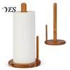 Paper Towel Holder Wooden Holder, One-Handed Operation Dispenser, Freestanding Stand with Base Countertop for Kitchen Bathroom Dining Table