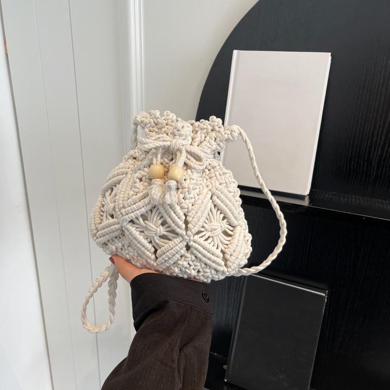 Yogodlns Модная Сумка Плетеная Дизайн Бохо Сквозная Ручная Работа Ведро Сумка Через Плечо Летняя Пляжная Сумка Вязаный Чехол для Телефона