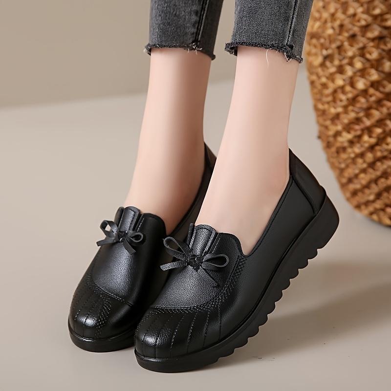 Весенне-осенние кожаные туфли с мягкой подошвой и мягким верхом, нескользящие, женские туфли для среднего и пожилого возраста