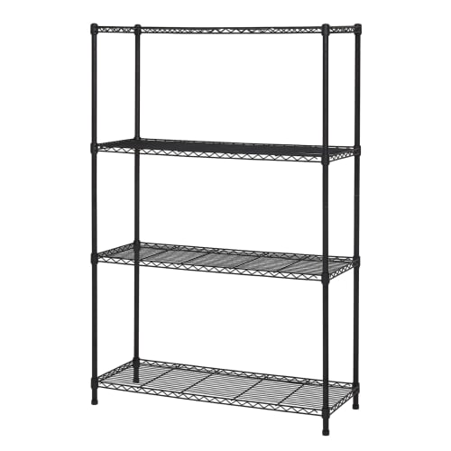 VECELO Steel Storage Rack, 4 Shelves, 90cm Wide x 35cm Deep x 137cm High, 50kg Weight Capacity per Shelf, Rust-Resistant Metal Kitchen Rack, Commercia