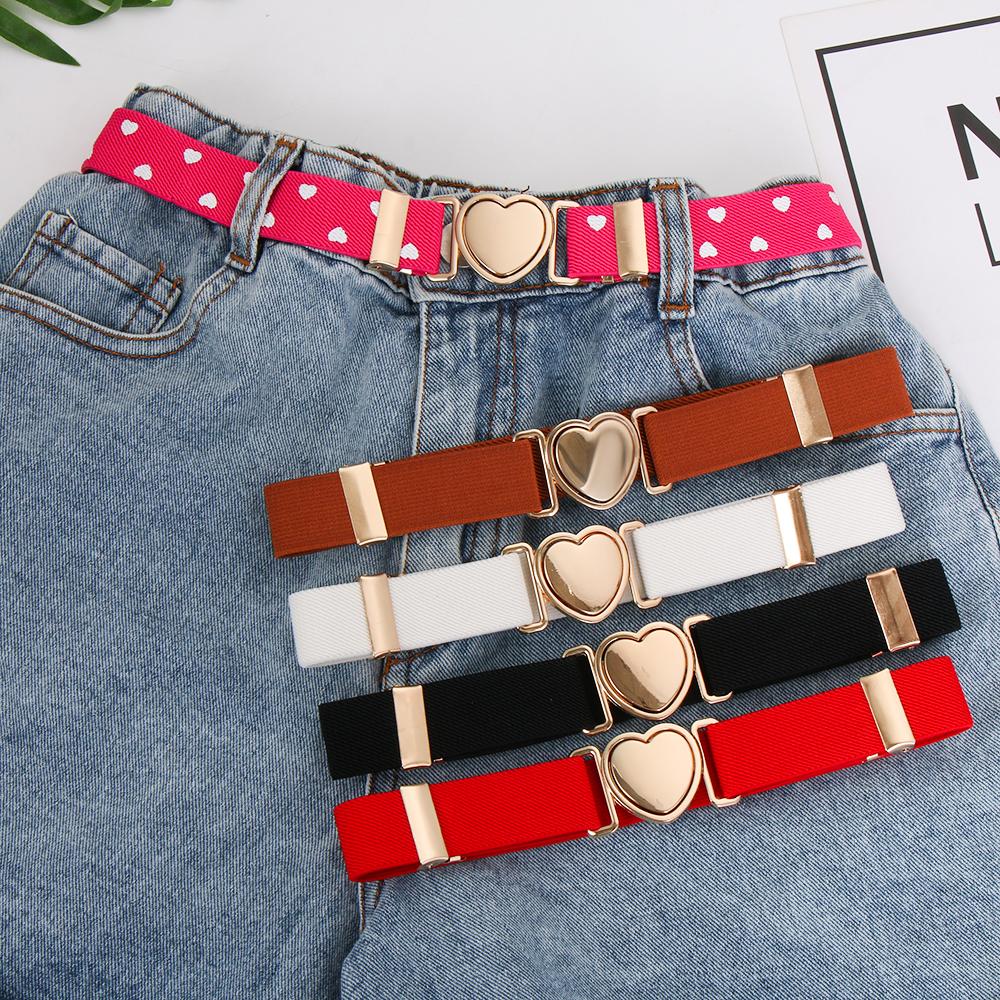 Teen Heart Belt Stretch Kids Elastic Belts Dresses Girls Waist Belt