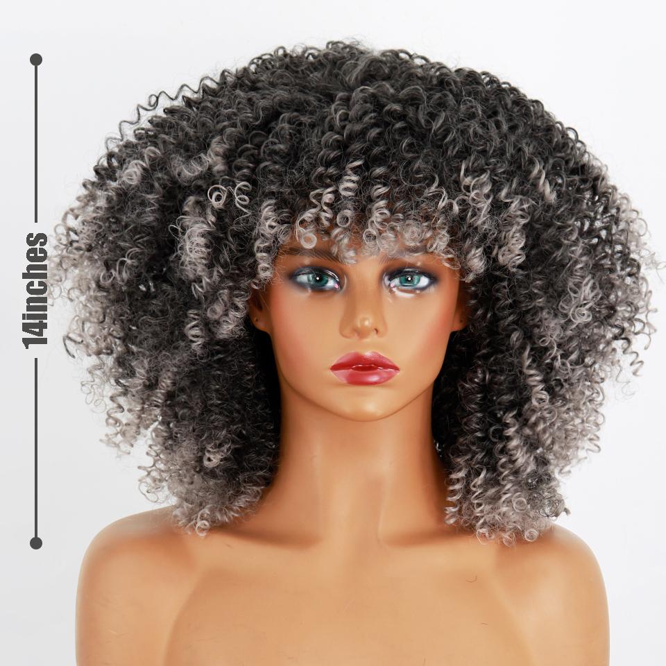 MERISIHAIR Афро-женский кудрявый короткий парик с челкой из синтетического волокна, натуральный черный кудрявый вьющийся парик для косплея, повседневная одежда