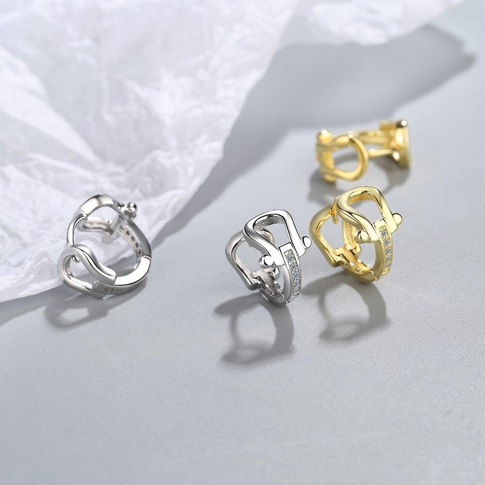 925 Sterling Silver Geometric Piercing Stud Earrings For Women Girls Engagement Party Jewelry Pendientes Eh062