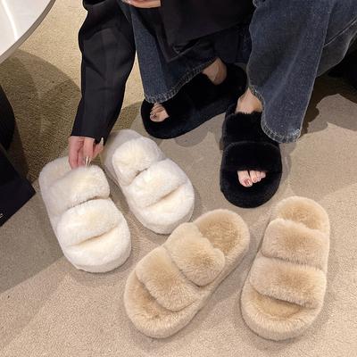 Весна и осень 2025 новые маленькие маффины толстая подошва увеличение высоты плюшевые пушистые хлопковые тапочки женская домашняя пушистая обувь
