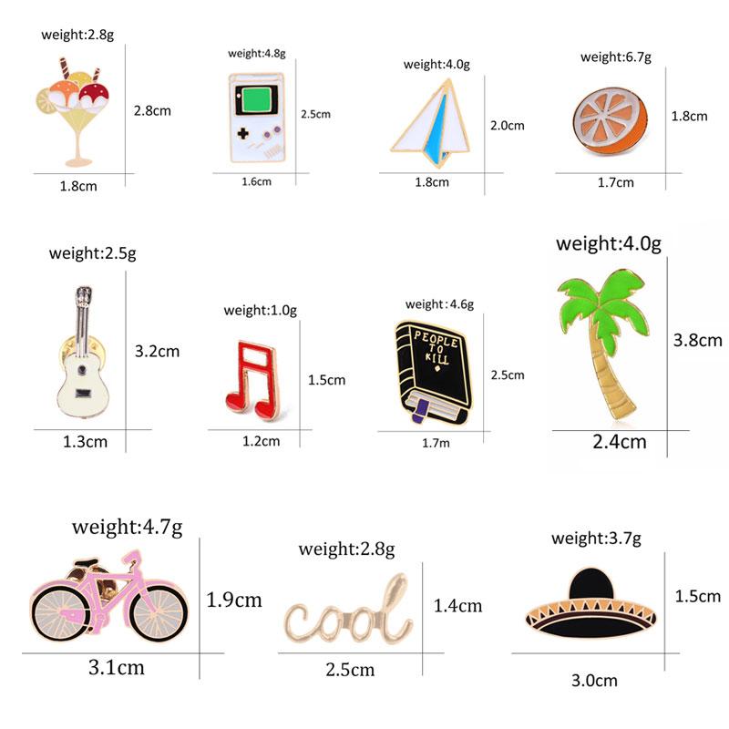 Women men's lapel Pins Cute Cartoon Brooch Retro Game Machine Plane Metal Badge Guitar Music Bike Cool Letter enamel Pin jewelry