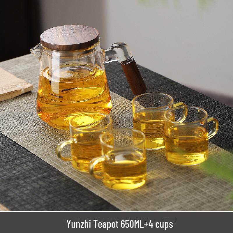 Стеклянный чайник с фильтром и боковой ручкой, устойчивый к высоким температурам, для использования в офисе или заваривания цветочного чая