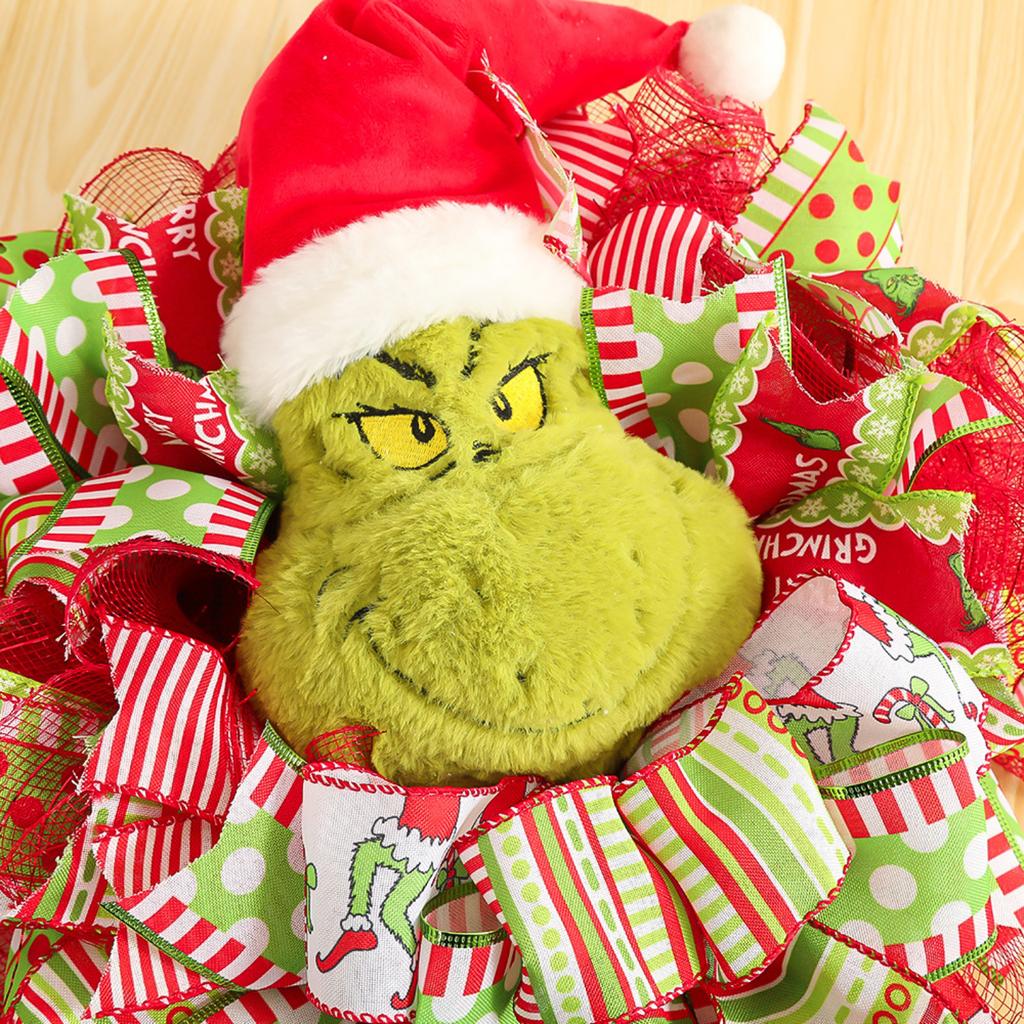 40см Рождественский Праздничный Венок Тканевый Плюшевый Декоративный Венок Подвеска на Дверь Подвеска на Стену