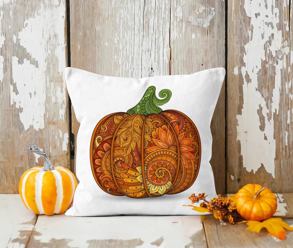 Pumpkin Design Fall Pillow Cover Halloween Orange Cushion Autumn Fall Pillow Case Orange & Green Pumpkins Pillowcase