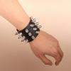 2025 Pu Leather Studded Bracelet Choker Punk Spike Rivets Cuff Black Wristband Adjustable Cuff Bangle