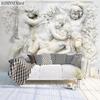 Фото обои Декор для гостиной, спальни, 3D стереоскопическая рельефная штукатурка в европейском стиле, маленькая скульптура ангела, большая фреска