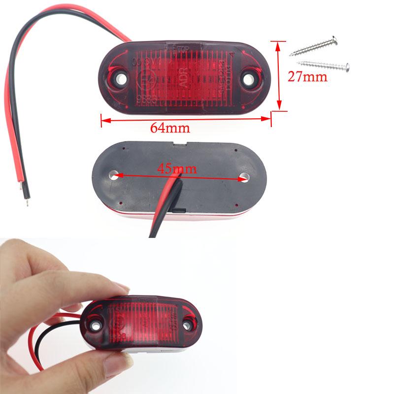 2Pcs 6LED Side Marker Lights Car External Lights 12V / 24V Warning Tail Light Auto Trailer Truck Lorry Lamps For Car Accessories