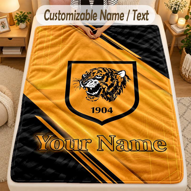 Flannel BlanketHull FC Custom Name Text Personalized Soft Warm Throw Blanket Home Decor Gift