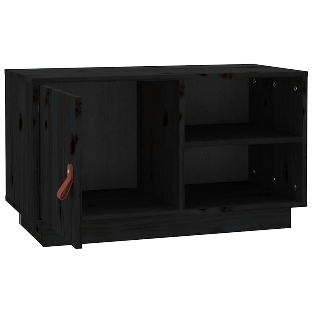 TV Cabinet Black 70 x 34 x 40 cm Solid Pine Wood