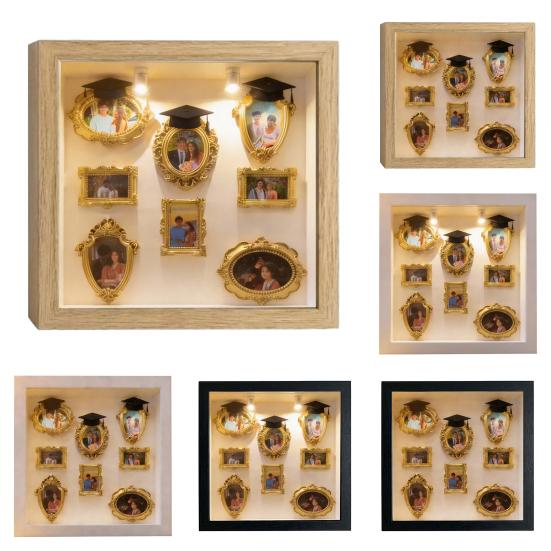 Набор «Сделай сам» Мини-музей: коробка-силуэт со светом, фоторамки «Мини-музей» с выпускными шапочками, витрина для воспоминаний для выпускников