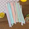 100Pcs Disposable Straws Flexible Plastic Straws Striped Rainbow Drinking Straw