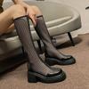 Summer Long Cool Boots Women's 2025 New Black Mesh Thin Thick-soled Thick-heeled Hollow Boots Increase the Popularity
