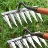 Metal Weeding Hoe Rake Stainless Steel Garden Weeders Grass Rooting Loose Soil Hand Weeding Removal Puller Gardening Tools