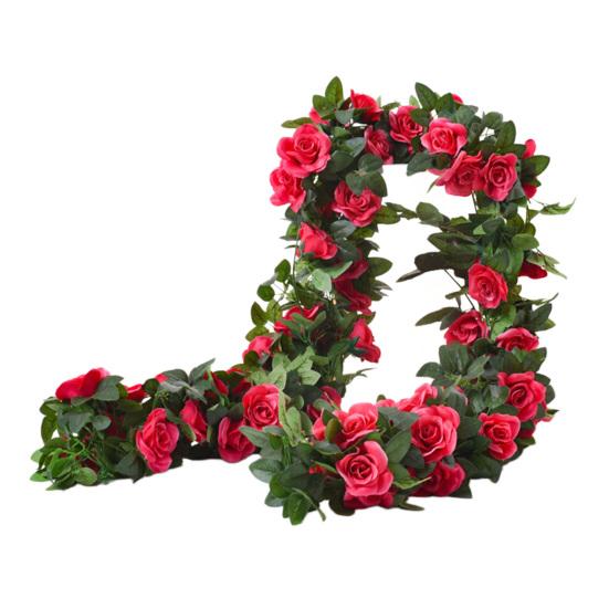 220СМ Искусственная Гирлянда из Роз 16 Головок Устойчивая к УФ-излучению Реалистичная Искусственная Цветочная Ротанговая Лиана Свадебная Вечеринка Подвесное Имитация Цветения Украшение