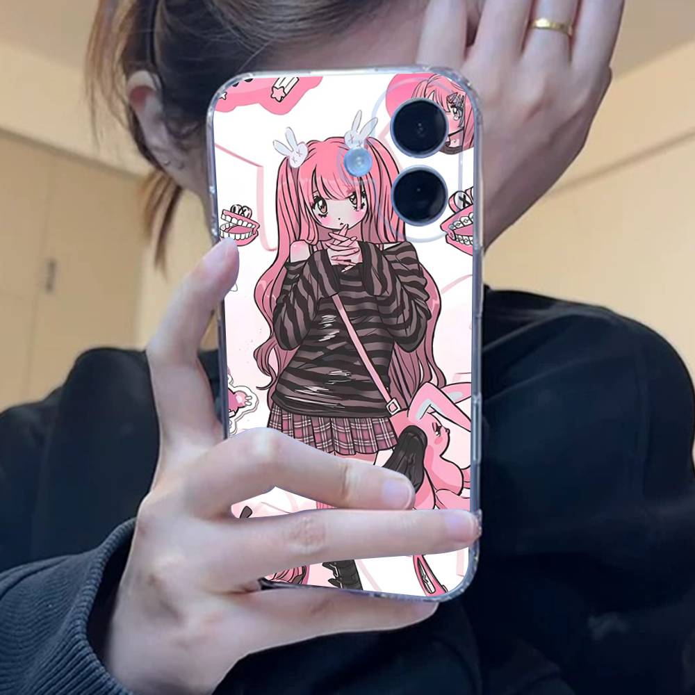 Angel tsundere girl anime cute Clear Silicone Soft TPU Phone Case For iphone 17 16 15 14 Plus 13 12 Mini 11 Pro Max Shell Capa