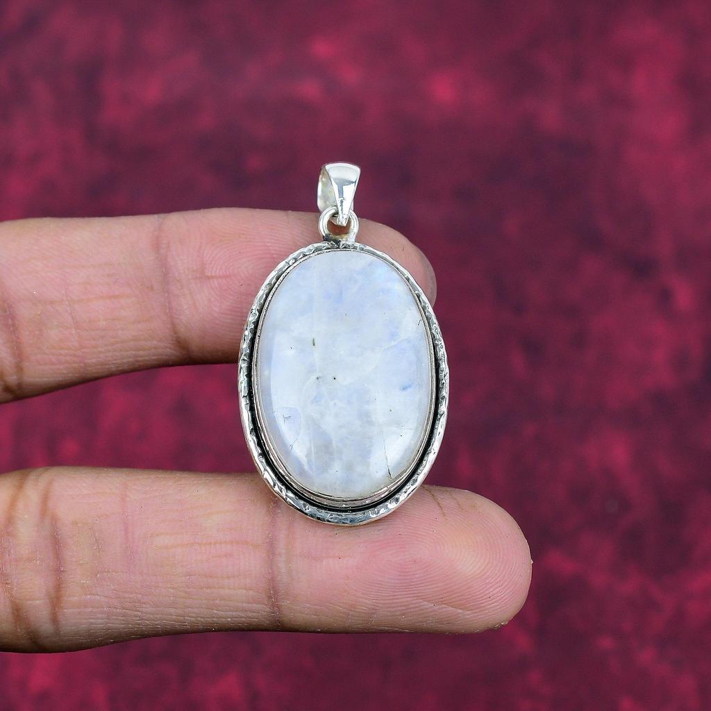 Ювелирные изделия из радужного лунного камня, подвеска из стерлингового серебра 925 пробы, красивая ювелирная подвеска ручной работы