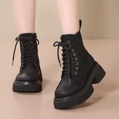 Женские желтые ботинки Мартин из натуральной кожи - на толстой подошве, увеличивающие рост, универсальные, модные рыцарские ботинки с плюшевой подкладкой