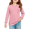 Girls' Long Sleeve Blouse - Round Neck Soft Waist Tunic