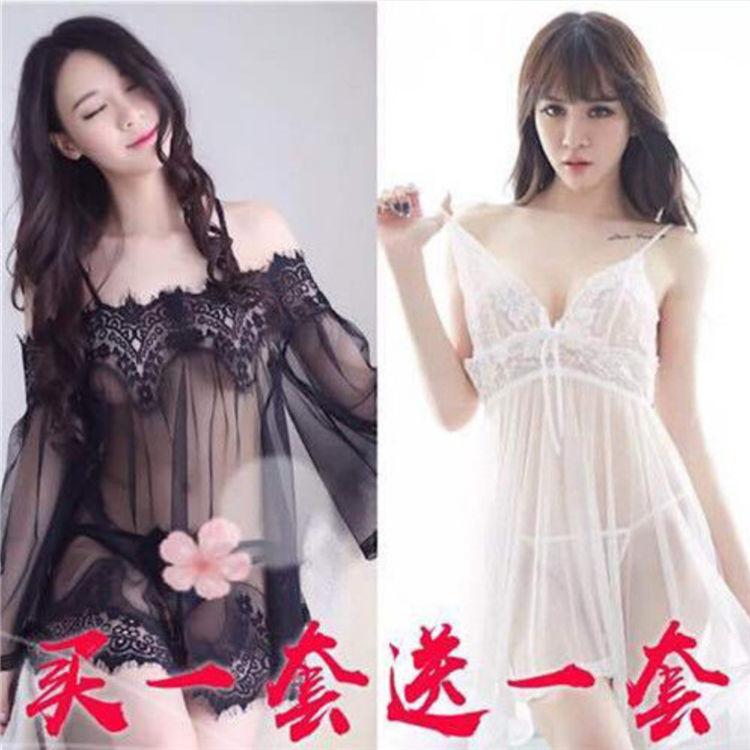 Sexy lingerie women are extremely tempting to flirt super saucy large size transparent lace suspender skirt free suit