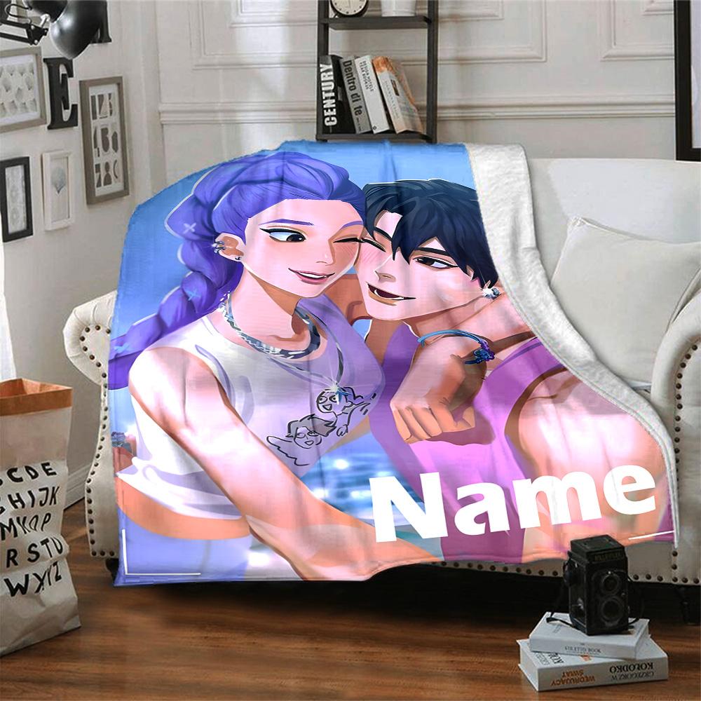 Customizable KPop Demon Hunters42 Throw Blanket – Personalized Name, All-Season Cozy Snug Blanket, Machine Washable, Personalized Blanket
