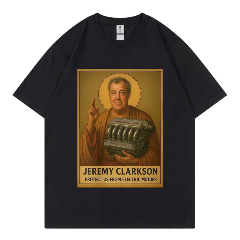 Jeremy Clarkson Protects Us From Motor Damage Tshirt Top Gear Fun Meme Pattern 2025 Summer Mens Womens Fashion Loose Tshirt