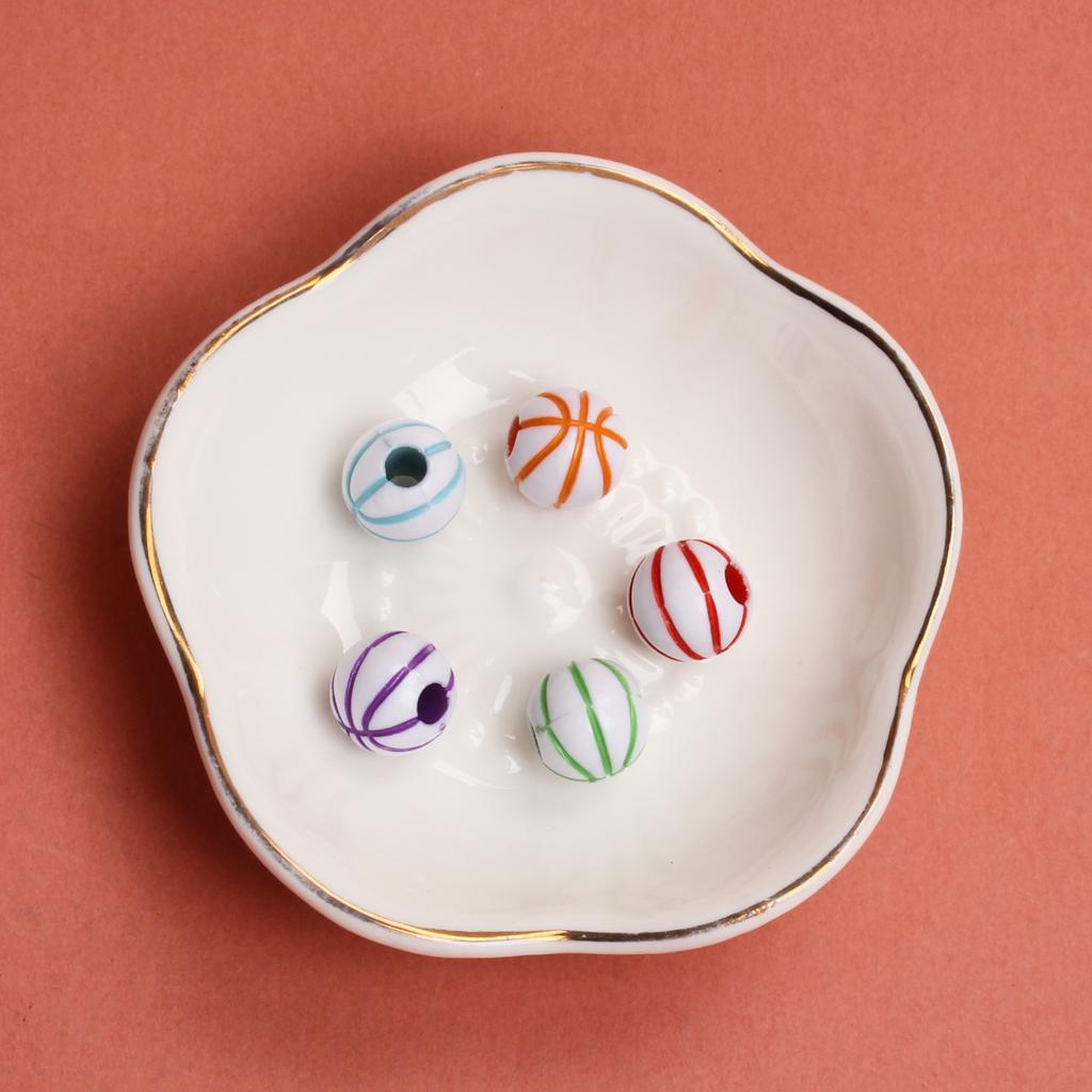 Хорошие подвески, круглые футбольные бусины с отверстием, акриловые, 5 шт., свободные бусины, футбольный мяч, 11 мм, 15,5 мм, баскетбольные браслеты, принадлежности для изготовления ювелирных изделий