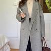 2025 Autumn/Winter Grey Mid-Length Double-Faced Wool Coat: Loose Hand-Stitched Korean Style Women's Overcoat