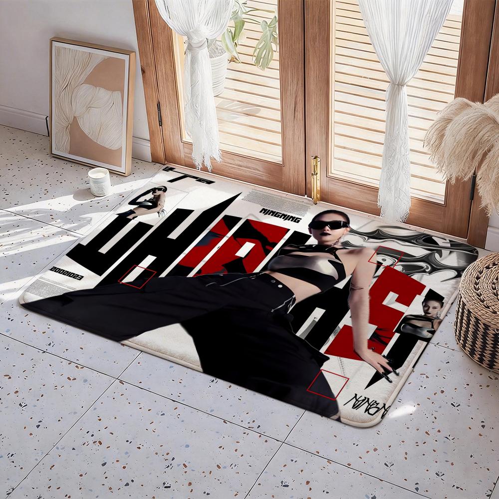 Kpop A aespa Floor Mat Eco Flannel Doormat Non Slip Odorless Indoor Floor Rug Soft Short Plush Home Mat