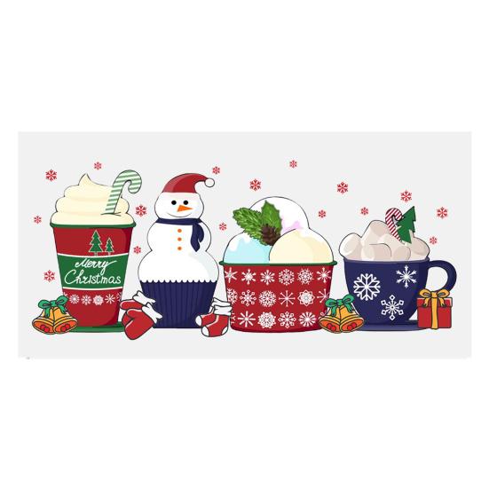 Наклейка на чашку Рождественская елка Санта-Клаус Водонепроницаемая самоклеящаяся Отличная липкость Противоскользящая прозрачная печать Кофейная чашка УФ DTF наклейка