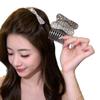 Reverse Insert Rhinestone Bow Hair Comb Silver Back-of-head Bun Hairbrush  Weddings and Parties