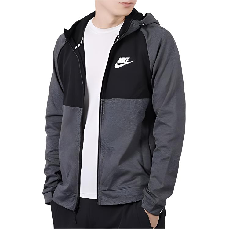 Nike Куртка с цветным логотипом на молнии с длинным рукавом, мужская куртка, серая 861743-071
