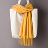 Однотонный женский кашемировый шарф осень-зима теплые шали накидки мужские пашминовые шарфы с кисточками женские