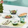 PIGE HOME High Borosilicate Glass Tableware Emerald Green Light Luxury Salad Bowl Dinner Plates Heat-resistant Glass Water Cups