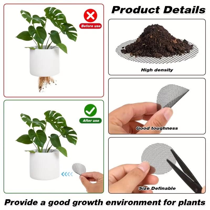 Сетка для горшка, сетчатый коврик, круглый дренажный экран для дна горшка, предотвращает потерю почвы, анти-бонсай, садовые инструменты для цветов