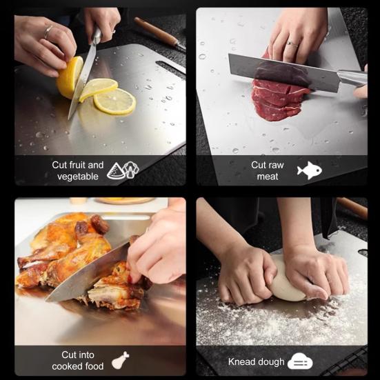 Stainless Steel Cutting Board Double-Sided Chopping Boards for Kitchen Heavy Duty Meat Fruit Vegetable Slicing Board