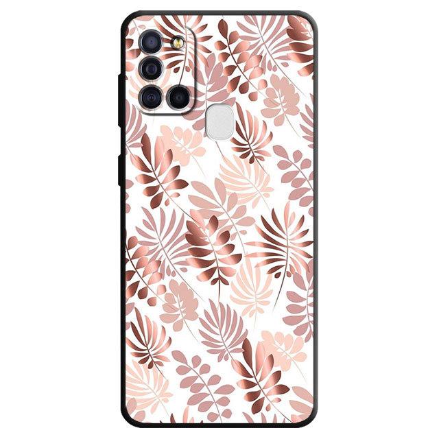 Черный мягкий чехол для телефона Samsung Galaxy A02 A01 A70 A50 A40 A10s A02s A03s A04s A10 A03 Core A04 A20e, чехол с цветочным листом