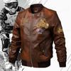 Мужская мотоциклетная куртка из искусственной кожи, модная цветная уличная куртка-бомбер с вышивкой, пальто из искусственной кожи
