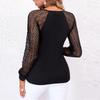 Женская модная повседневная блузка с кружевным топом и длинными рукавами с горячим ромбовидным принтом