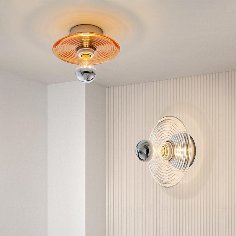 Скандинавский стеклянный настенный светильник со светодиодной подсветкой и водной рябью, круглый потолочный светильник для украшения дома, спальни, гостиной, внутреннего декора, бра