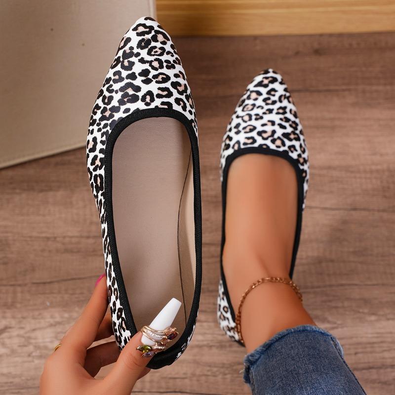2024 Туфли для женщин Слипоны женские балетки повседневные повседневные балетки женские леопардовый принт острый носок мягкая подошва большие размеры обувь женская